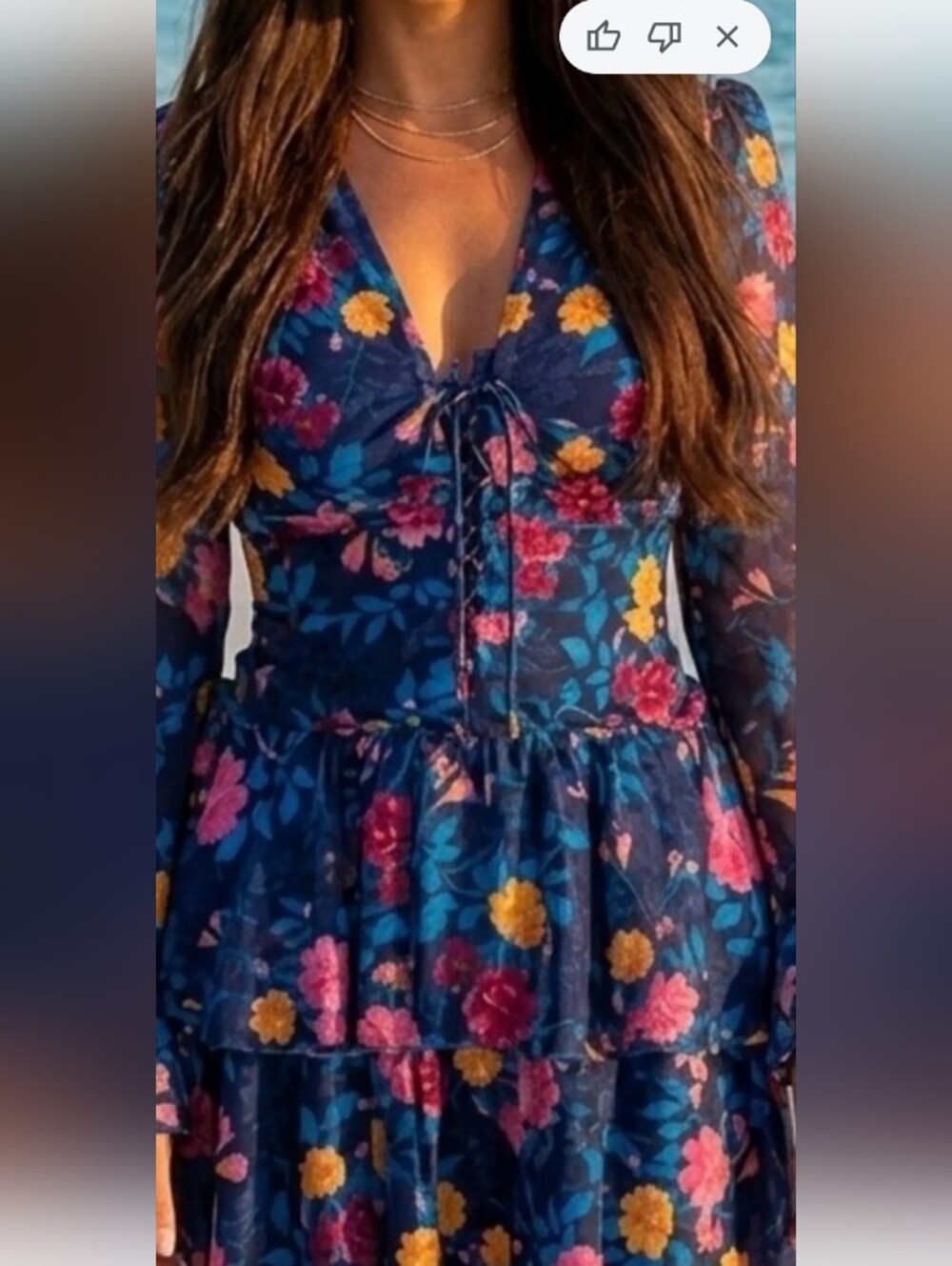 Finders Keepers Navy Floral Mini Dress with Pink & Yellow Flowers